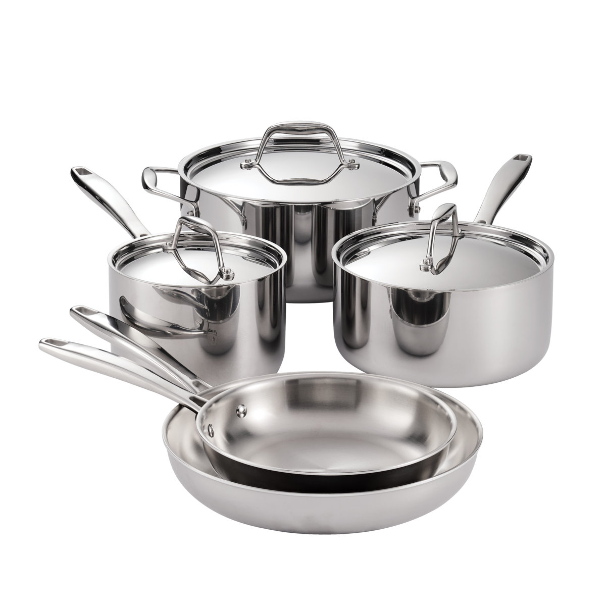 Tramontina Signature Tri-Ply Clad Stainless Steel 8-Piece Cookware Set with Lids, Pots and Pans Kitchen Set, Induction-Ready, Dishwasher-Safe, NSF-Certified, Made in Brazil